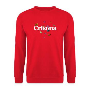 Beautiful girl's name with butterflies CRISTINA - Unisex Sweatshirt - red - Front - Alina (178cm) & Michal (187cm)
