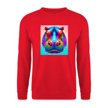 Nilpferd - Unisex Pullover - Rot - Vorne - Alina (178cm) & Michal (187cm)