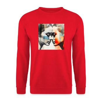 Bunte Fusion Liebe Dualität - Unisex Pullover - Rot - Vorne - Alina (178cm) & Michal (187cm)