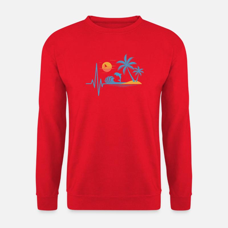 Tropical design palm trees dolphins vacation - Unisex Sweatshirt - red