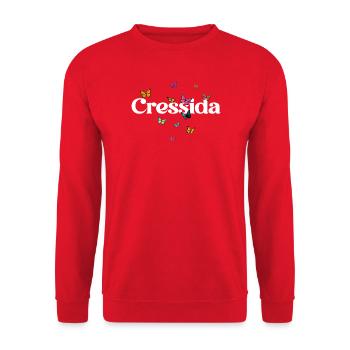 Schöner Mädchenname mit Schmetterlingen CRESSIDA - Unisex Pullover - Rot - Vorne - Alina (178cm) & Michal (187cm)