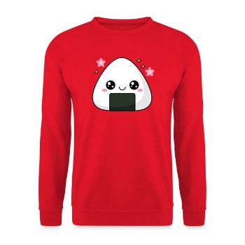 Kawaii Onigiri Riz Mignon Gourmand - Sweat-shirt Unisexe - rouge - Devant - Alina (178cm) & Michal (187cm)