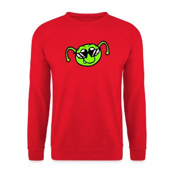 Raupe Sonnenbrille Cool Lächeln Frech Spaß Comic - Unisex Pullover - Rot - Vorne - Alina (178cm) & Michal (187cm)