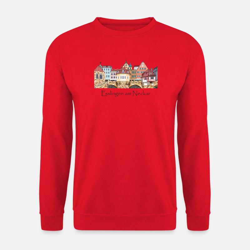 Farbige Fachwerkhäuser von Esslingen Handzeichnung - Unisex Pullover - Rot