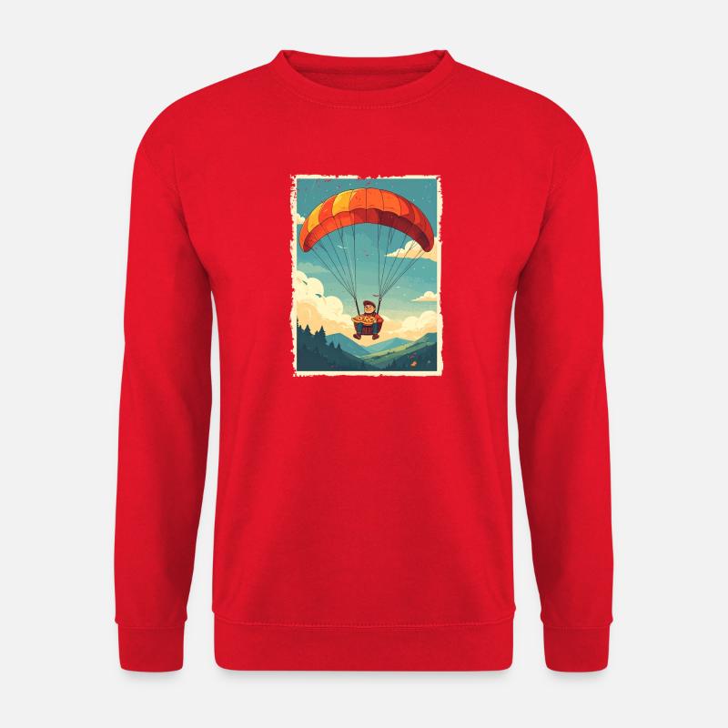 Adventurous Pizza Flight Illustration - Unisex Sweatshirt - red