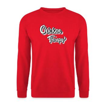 Chicken Therapy Humor Design - Unisex Sweatshirt - red - Front - Alina (178cm) & Michal (187cm)