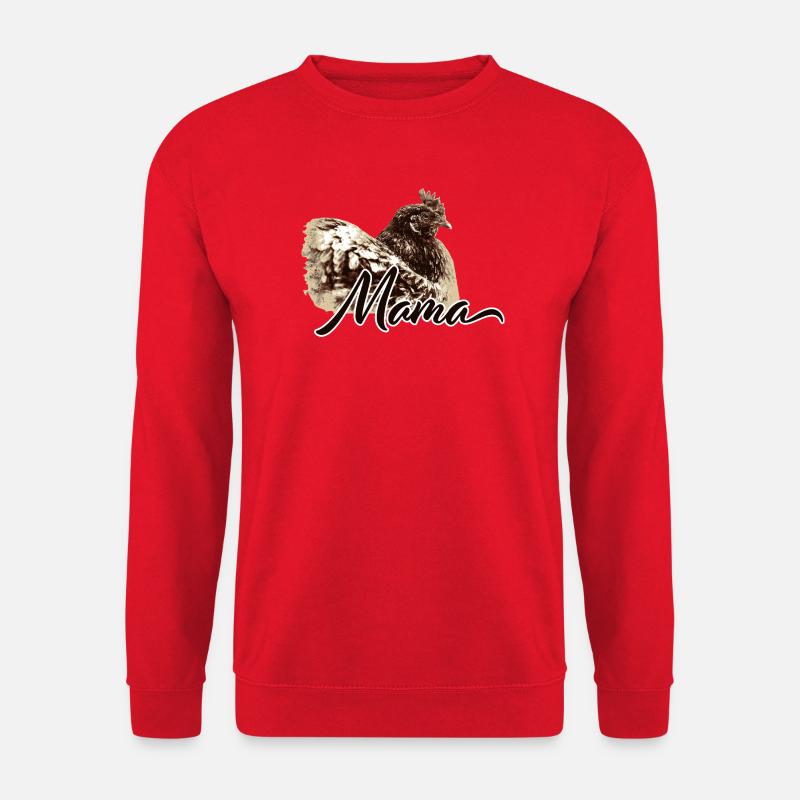 Charmante Huhn Illustration mit Mutter-Motiv - Unisex Pullover - Rot