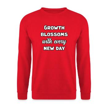 Growth Blossoms With Every New Day Design	 - Unisex Sweatshirt - red - Front - Alina (178cm) & Michal (187cm)