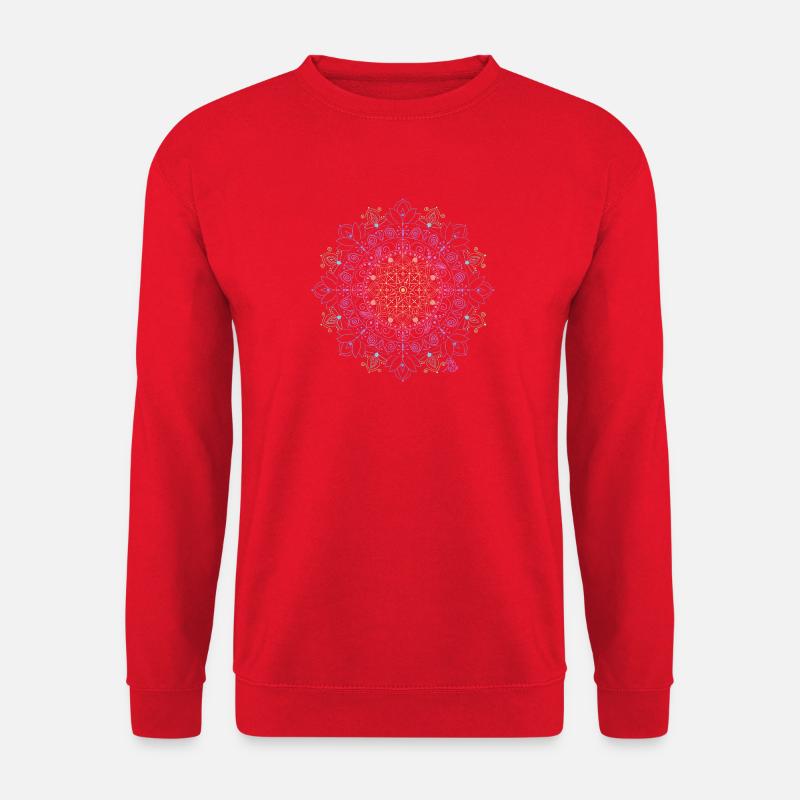 Leuchtendes Mandala Muster - Unisex Pullover - Rot
