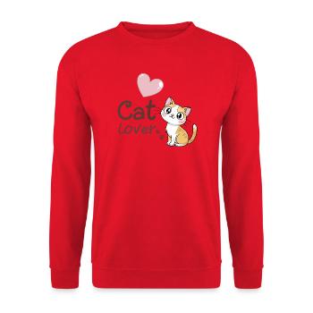 Lustiges Kätzchen-Rosa-Herz-Design - Unisex Pullover - Rot - Vorne - Alina (178cm) & Michal (187cm)