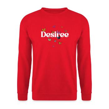 Beautiful girl's name with butterflies DESIREE - Unisex Sweatshirt - red - Front - Alina (178cm) & Michal (187cm)