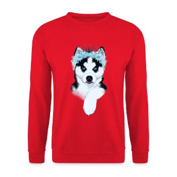 Eisprinzessin - Husky mit Krone  - Unisex Sweatshirt - red - Front - Alina (178cm) & Michal (187cm)