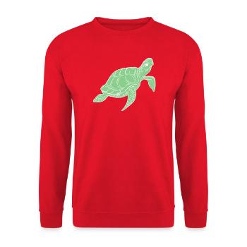 Green Sea Turtle Ocean Illustration - Unisex Sweatshirt - red - Front - Alina (178cm) & Michal (187cm)