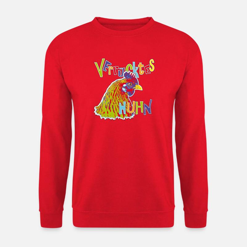 Buntes verrücktes Huhn - Unisex Pullover - Rot