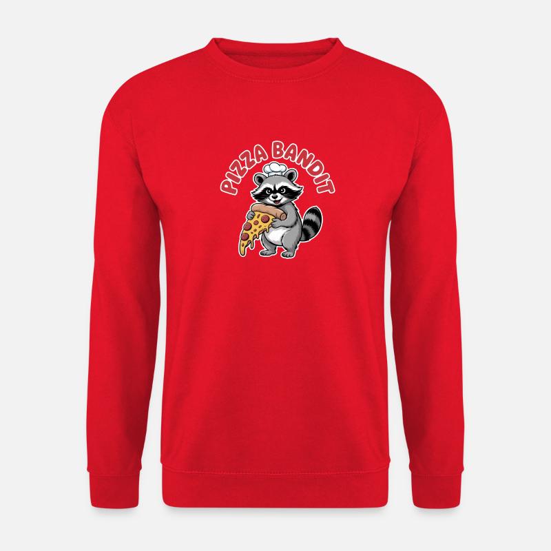 Racoon mit Pizzastück und Kochmütze - Unisex Pullover - Rot