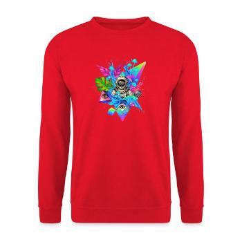 Futuristic Techno Jungle Print - Unisex Sweatshirt - red - Front - Alina (178cm) & Michal (187cm)