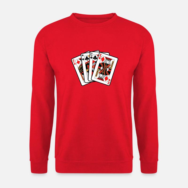 Lustige F-Bombe Spielkarten Illustration - Unisex Pullover - Rot
