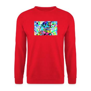 Portrait de chat Pop Art coloré - Sweat-shirt Unisexe - rouge - Devant - Alina (178cm) & Michal (187cm)