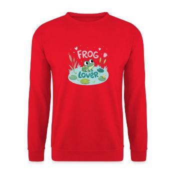 Frosch-Design in der Liebe in der Natur - Unisex Pullover - Rot - Vorne - Alina (178cm) & Michal (187cm)