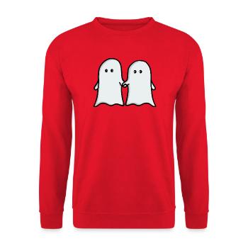 Cute Ghost Duo Illustration - Unisex Sweatshirt - red - Front - Alina (178cm) & Michal (187cm)