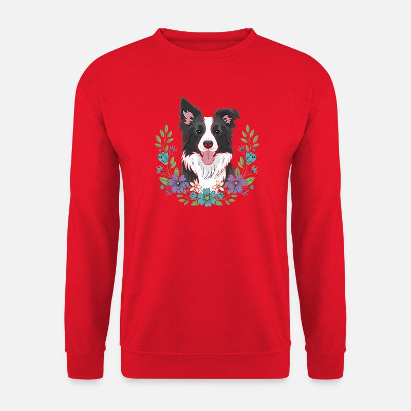 Border Collie Blumenfeier - Unisex Pullover - Rot