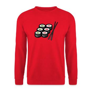Amateur de sushi minimaliste - Sweat-shirt Unisexe - rouge - Devant - Alina (178cm) & Michal (187cm)
