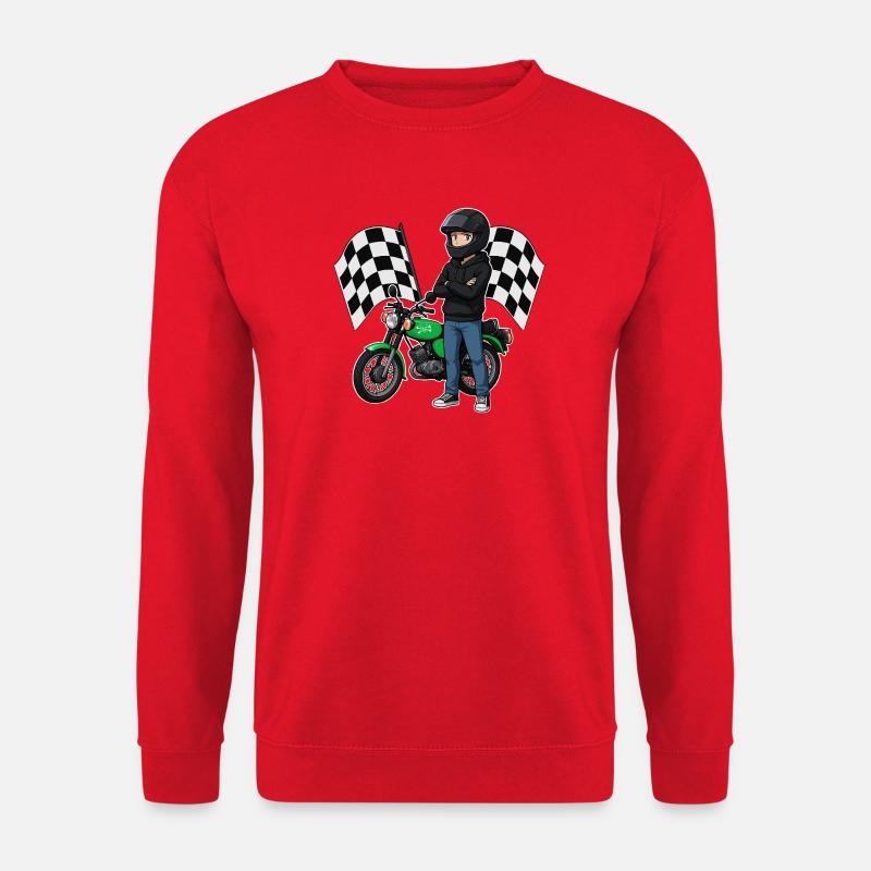 Simson Biker mit Checkered Flag Motiv - Unisex Pullover - Rot