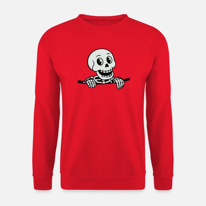 Verspieltes Skelett-Cartoon-Design - Unisex Pullover - Rot