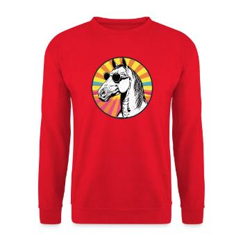 Lässiger Pferdesonnenbrillen-Design - Unisex Pullover - Rot - Vorne - Alina (178cm) & Michal (187cm)