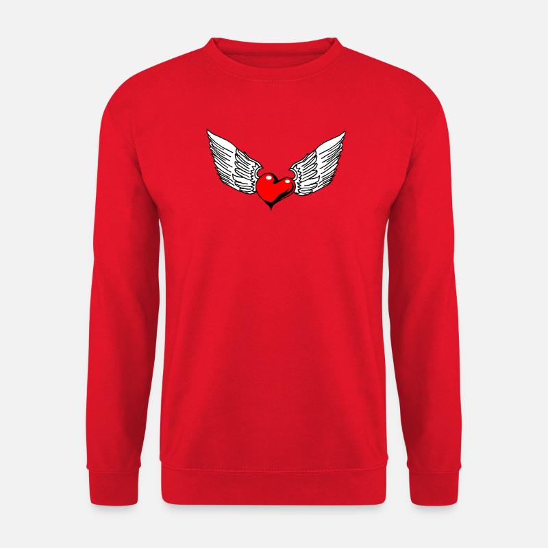 Geflügeltes Herz im illustrativen Stil - Unisex Pullover - Rot