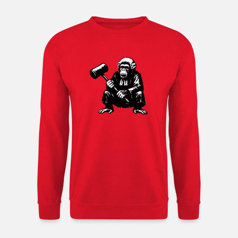 Rebellious monkey judge with hammer - Unisex Sweatshirt - red
