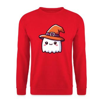 Fantôme mignon dans le chapeau de sorcière Halloween - Sweat-shirt Unisexe - rouge - Devant - Alina (178cm) & Michal (187cm)