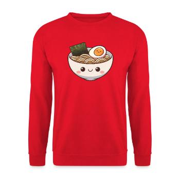Cute Ramen Bowl with Smiling Face - Unisex Sweatshirt - red - Front - Alina (178cm) & Michal (187cm)