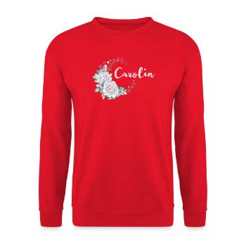 Für Carolin - Unisex Pullover - Rot - Vorne - Alina (178cm) & Michal (187cm)