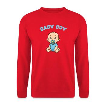Niedlicher Baby Jungen Druck - Unisex Pullover - Rot - Vorne - Alina (178cm) & Michal (187cm)