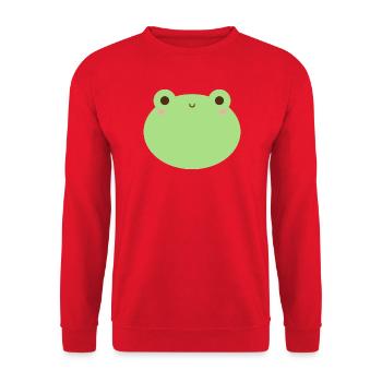 Adorable Kawaii Frog Character Design - Unisex Sweatshirt - red - Front - Alina (178cm) & Michal (187cm)