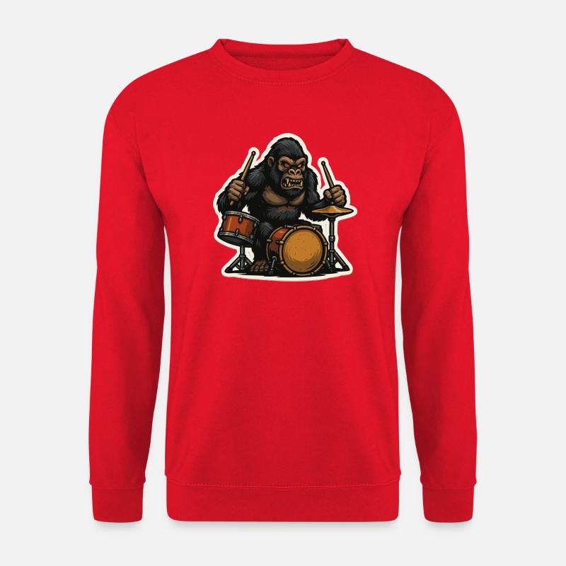 Jungle gorilla with drums - Unisex Sweatshirt - red