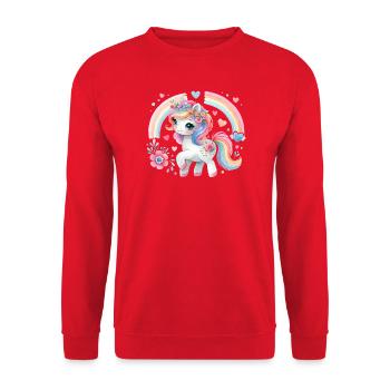 Licorne Enfants Fleurs Filles Animal Mythique - Sweat-shirt Unisexe - rouge - Devant - Alina (178cm) & Michal (187cm)