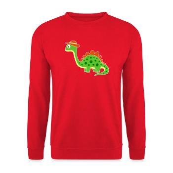 Cute dino with hat - Unisex Sweatshirt - red - Front - Alina (178cm) & Michal (187cm)