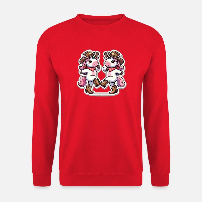 Einhorn mit Cowboy-Hut - Unisex Pullover - Rot
