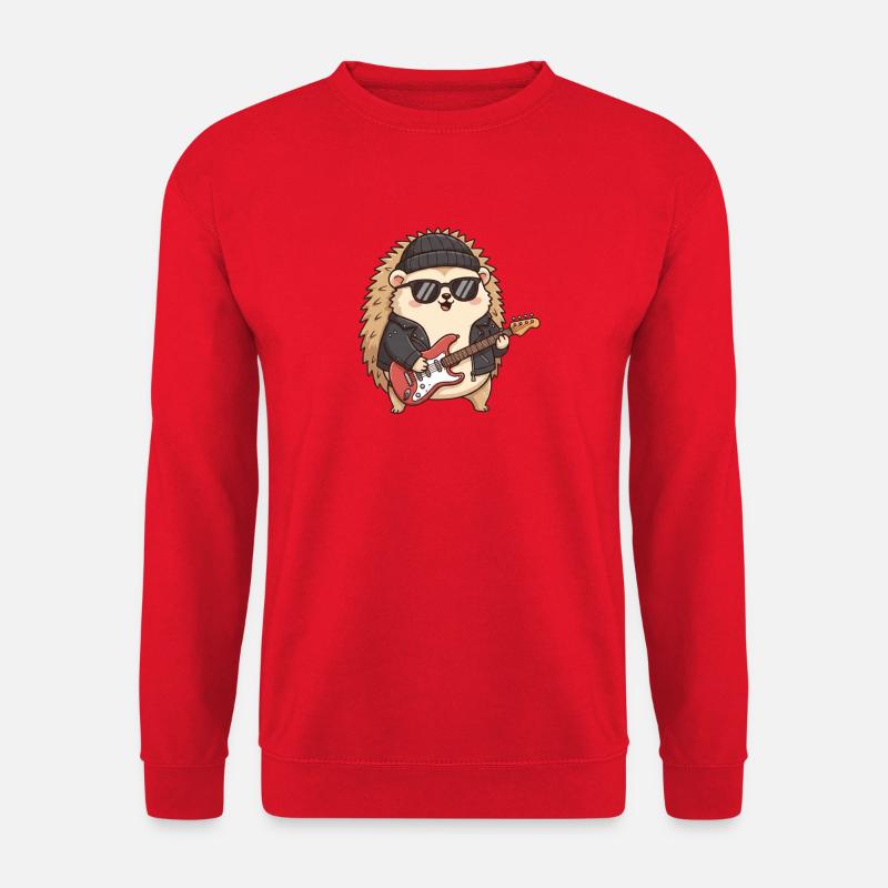 Cooler Igel mit Gitarrenkleid - Unisex Pullover - Rot