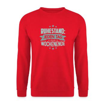 Retirement Gift Pension Retirement Farewell - Unisex Sweatshirt - red - Front - Alina (178cm) & Michal (187cm)