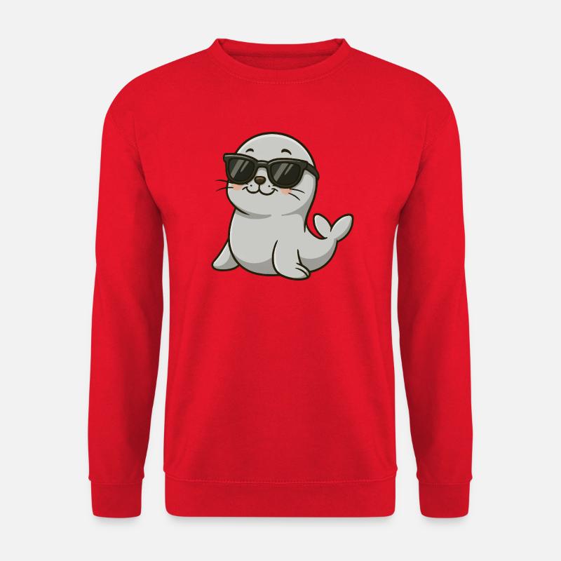 Cool Otter mit Sonnenbrille - Unisex Pullover - Rot
