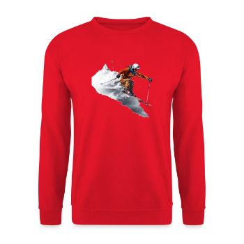 Adrenalinkämpfer Skiläufer im Schnee - Unisex Pullover - Rot - Vorne - Alina (178cm) & Michal (187cm)