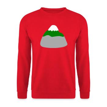 Minimalistische Gestaltung der Berglandschaft - Unisex Pullover - Rot - Vorne - Alina (178cm) & Michal (187cm)
