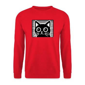 Conception artistique audacieuse de ligne de chat noir - Sweat-shirt Unisexe - rouge - Devant - Alina (178cm) & Michal (187cm)