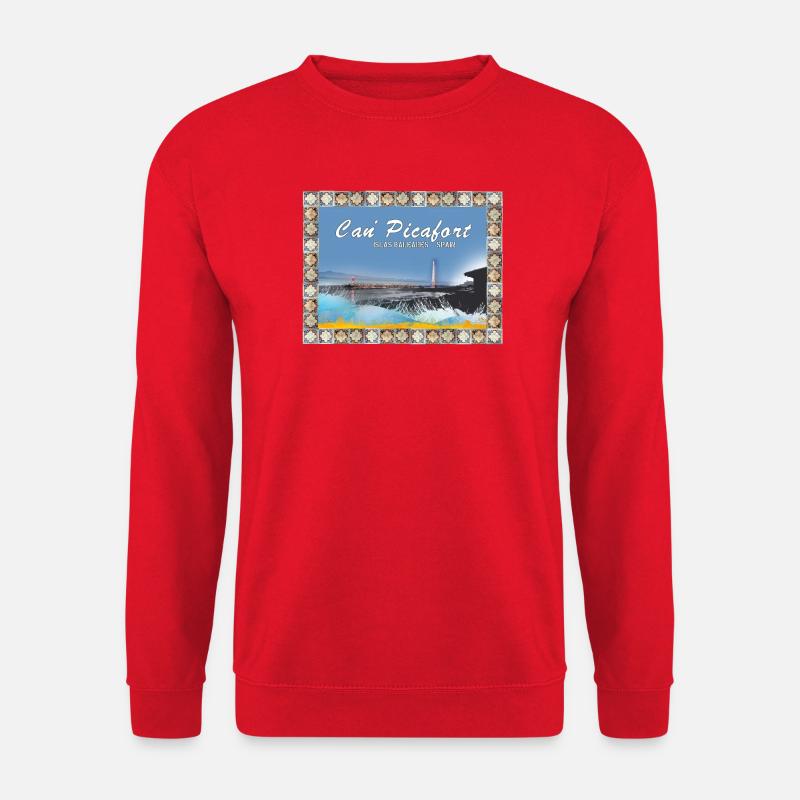 Can Picafort Küstenillustration - Unisex Pullover - Rot
