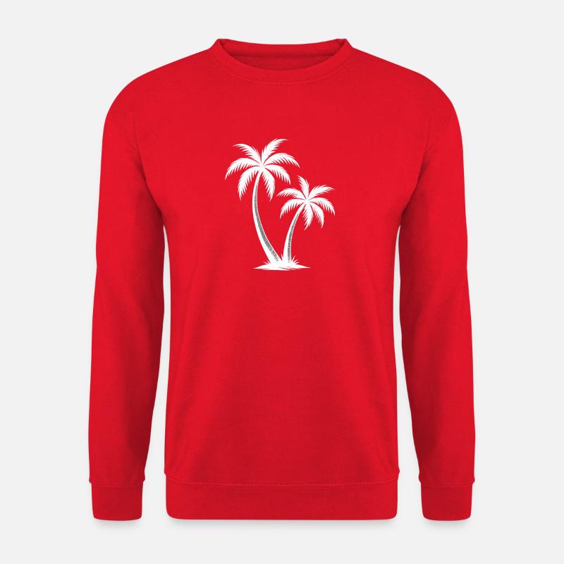 Leuchtende Palmen Silhouette - Unisex Pullover - Rot