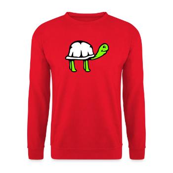 Schildkröte langer Hals lächelt glücklich lustig - Unisex Pullover - Rot - Vorne - Alina (178cm) & Michal (187cm)