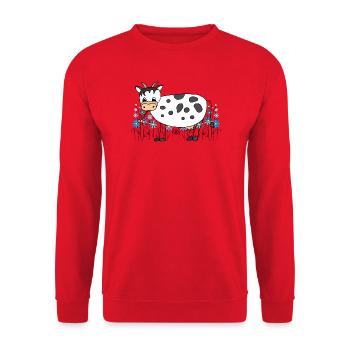 Cow - Unisex Sweatshirt - red - Front - Alina (178cm) & Michal (187cm)